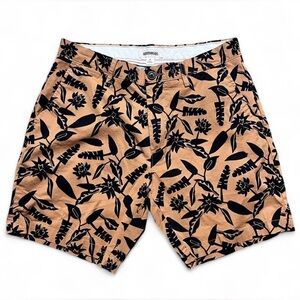 Goodthreads Men's Tan and Black Floral Shorts Cotton Blend Vacation Size 30